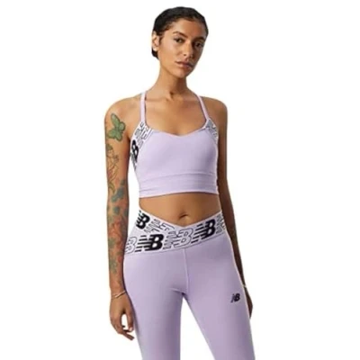 Image of New Balance Relentless Crop Bra, Women, Cyber Lilac, XL