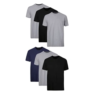 Image of Hanes Men&#039;s Tagless ComfortSoft Crewneck T Shirts, Undershirt, 6 Pack Black/Grey/Blue Assorted, XXL (Pack of 6)