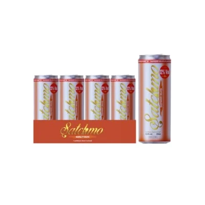 Image of Satchmo Raspberry Mojito Cocktail, 12% ABV, Premium Bar Quality Cocktails, Ready to Drink , (250 ml (Pack of 12), Mojito)