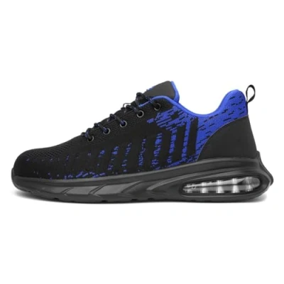 Image of EarthWorks Safety Cement Mens Black &amp; Blue Trainer Size 9 UK