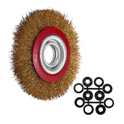 Image of Joskeijky Wire Brush Wheel for Bench Grinder Polish + Reducers Adaptor Rings,6inch 150Mm