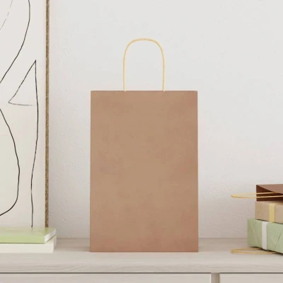 Image of vidaXL Paper Bags 250 pcs with Handles Brown 21x11x31 cm