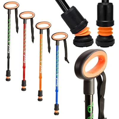 Image of Flexyfoot Shock Absorbing Oval Handle Walking Stick Improved Comfort, Safety, Grip Colour: Black