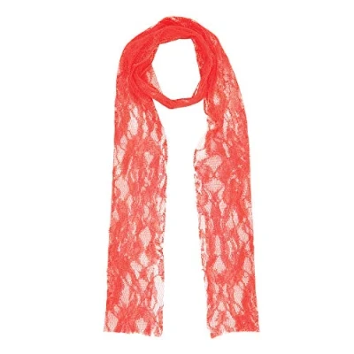 Image of Bristol Novelty BA211 80’s Neon Lace Scarf For Women Orange 80&#039;, One Size