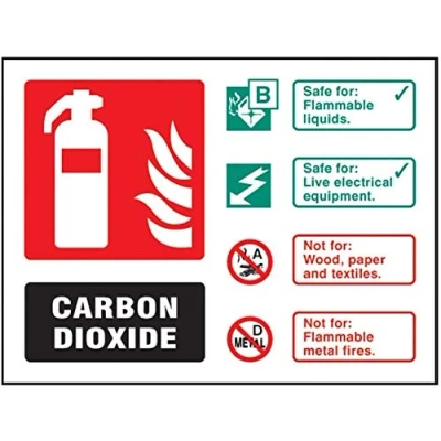 Image of Co2 Fire Extinguisher ID Sign Self Adhesive Vinyl 100mm x 150mm FireShield