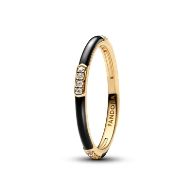 Image of Pandora Black Enamel &amp; Stones Ring 48