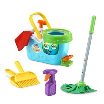 Image of LeapFrog Clean Sweep Mop &amp; Bucket Interactive Pretend Play Set with Sound Music Suitable for Boys Girls 2 5 Years