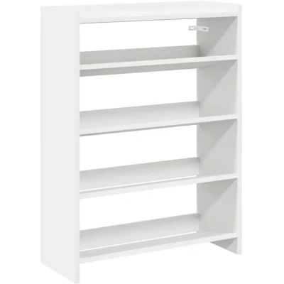 Image of vidaXL shoe rack white engineered wood 80x25x61.5 cm modern shelf for entryway hallway or mudroom
