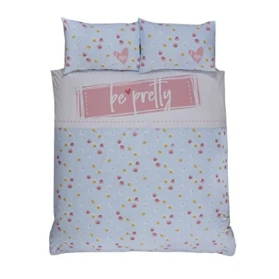 Image of Rapport Home Be Pretty Duvet Cover Set, Polycotton, Blue, Single