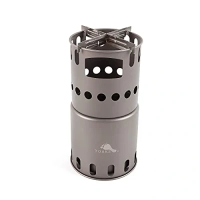Image of TOAKS Titanium Backpacking Wood Burning Stove Portable Camping Outdoor Cooking System (STV 11)