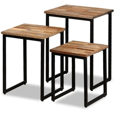 Image of vidaXL Nesting Coffee Table Set 3 Pieces Solid Reclaimed Teak