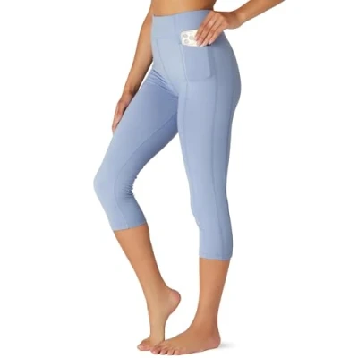 Image of FM London High Waisted Leggings with Pockets Buttery Soft for Women in Full Length &amp; Capri Designs Stretchy Comfortable Suitably Worn as Yoga Pants or Gym