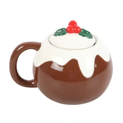 Image of Christmas Pudding Shaped Mug Festive Ceramic Holiday Cup, Perfect for Hot Cocoa, Coffee, or Tea Unique and Fun Design, Gift Celebrations