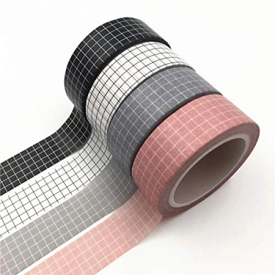 Image of 4pcs 10m Black and White Grid Washi Tape Japanese Paper Planner Masking Adhesive Tapes Stickers Decorative Stationery
