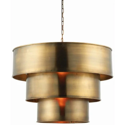 Image of Morad 1 Light Cylindrical Ceiling Pendant Antique Brass, E27