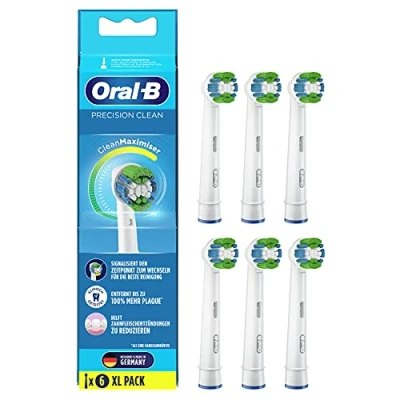 Image of Oral B Precision Clean Electric Toothbrush Heads Pack of 6 with CleanMaximiser Bristles for Optimal Dental Care, Attachment Toothbrushes