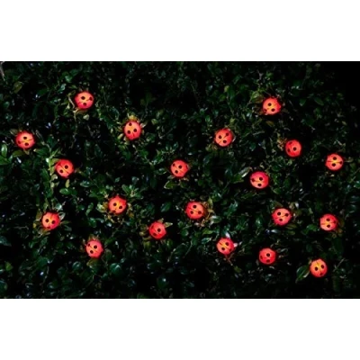 Image of Garden Solar Power Insect Ladybird Bumble Bee 30 Led String Lights Fairy Party (Ladybird)