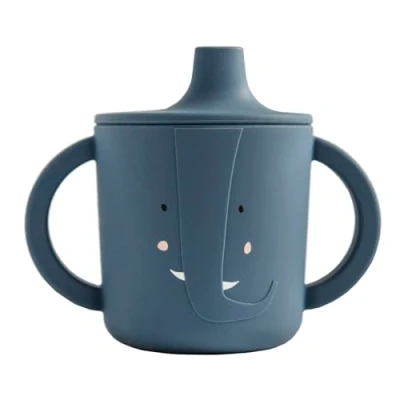Image of Trixie Mrs Elephant Silicone Sippy Cup 4m+ 100% Food Grade Blue