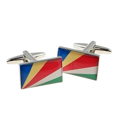 Image of Seychelles Flag Cufflinks Presented in a Cufflink Box
