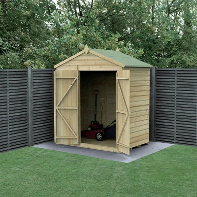 Image of 6&#039; x 4&#039; Forest Beckwood 25yr Guarantee Shiplap Pressure Treated Windowless Double Door Apex Wooden Shed (1.88m 1.34m)