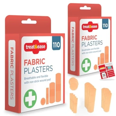 Image of 220 SOL Fabric Plasters &amp; Dressing Supplies Breathable Flexible Assorted Childrens Plasters, Kids Finger for First Aid Kit Plaster