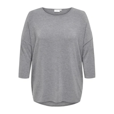 Image of ONLY Carmakoma Women&#039;s Carlamour 3/4 Top JRS Noos Longsleeve T Shirt, Dark Grey Melange/Detail: Melange, 24 UK/26 UK