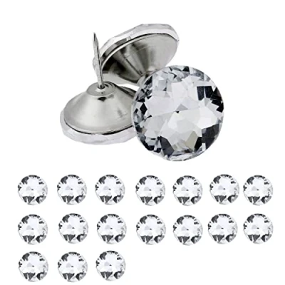 Image of 20pcs Crystal Buttons for Upholstery Nails Tacks Sofa Headboard Sew Diamond Wall Decor 30mm Dia