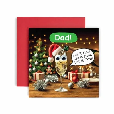 Image of Huxters Christmas Cards for Men Let it Flow Dad Card him Funny Holiday Fun Happy 14.8cm (Dad)