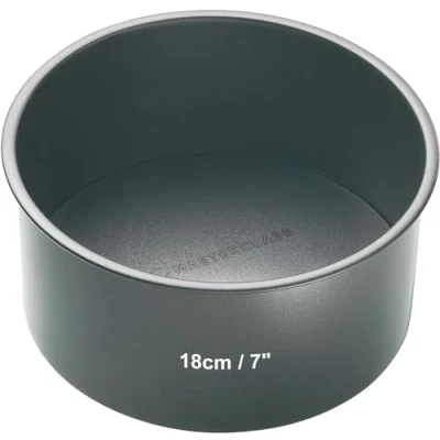 Image of MasterClass KCMCHB11 18 cm Deep Cake Tin with PFOA Non Stick and Loose Bottom, 1 mm Carbon Steel, 6 Inch Round Pan, Grey