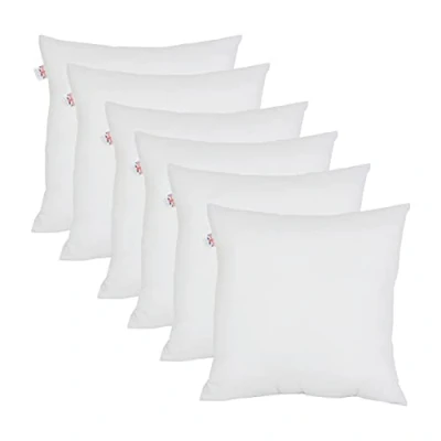 Image of Set of 6 45cm x Hollowfibre New White Cushion Pad Inner Stuffer Pillow Polyester Insert Square Hypoallergenic (Pack 18&quot; 18&quot;)