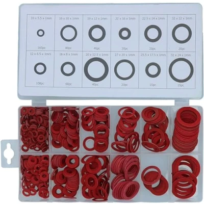 Image of UKDD 600pc Fibre Washer Set Assorted Seals Various Sizes Sealing Washers