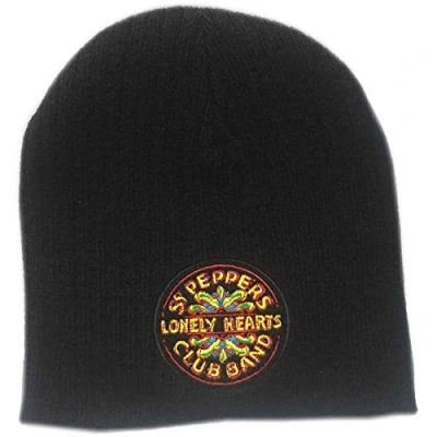 Image of The Beatles Beanie Hat SGT Pepper Lonely Heats Club Band Logo Official Black One Size