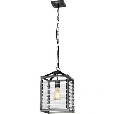 Image of Louvre 1 Light Pendant Gunmetal Paint Finish
