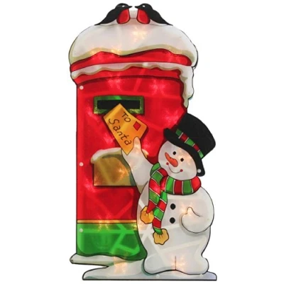 Image of WeRChristmas Pre Lit 45 cm Santa Post Box Double Sided Window Silhouette Christmas Decoration