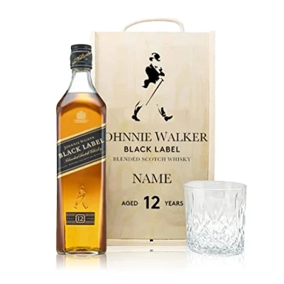 Image of Personalised Johnnie Walker Whisky Gift Set with Glass
