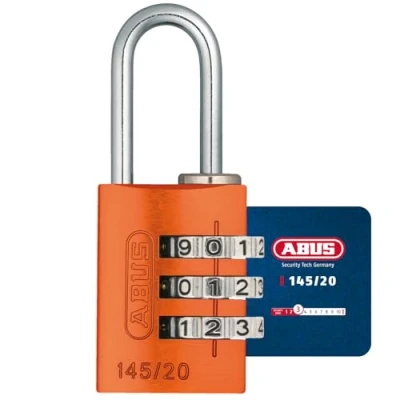 Image of ABUS combination lock 145/20 orange Luggage lock, locker and much more. Aluminium padlock individually adjustable code security level 3