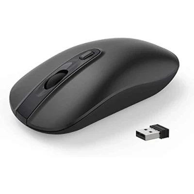 Image of Wireless Mouse, 2.4G Slim Portable Mouse for Laptop Silent Ergonomic Cordless Design with USB Nano Receiver Compatible PC Mac Computer Macbook Notebook (Balck)