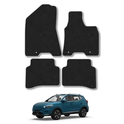 Image of Car Mats Compatible with Mg Motor Uk Zs Ev (2022 ) Tailored Fit Grey Carpet Floor Set Accessory Custom 4 Pieces Anti Slip Backing &amp; Binding Trim Edge