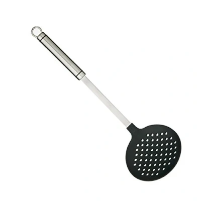 Image of KitchenCraft Professional Skimmer Spoon with Plastic Head, Stainless Steel,Silver/Black,37 cm