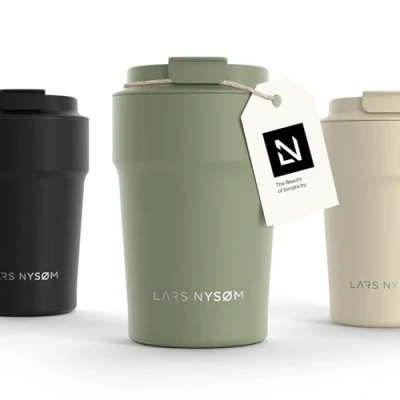 Image of LARS NYSØM Thermo Coffee Mug to Go 13oz Travel 0.38 Liter with Insulation Leak Proof Stainless Steel Thermal Tumbler for and Tea on The (Sage Green, 380ml)