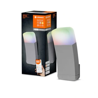 Image of LEDVANCE Smart LEDOutdoor Luminaire for The WALL with WiFi Technology, Light Outside, RGB Colors Changeable, Dark Gr. Aluminum, Compatible Google and Alexa Voice, SMART+ CURVE