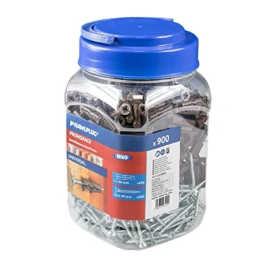 Image of Rawlplug Uno Universal Screws and Wall Plugs Set 7mm BROWN RawlPlugs for Plasterboard Masonry Brick Concrete Pack of 450,L