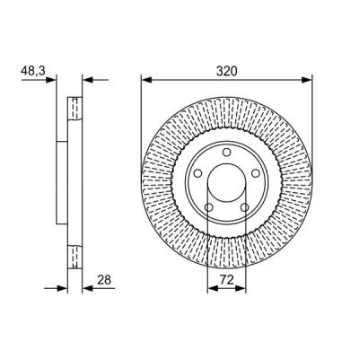 Image of 7T4Z1125A Brake disc BOSCH 0 986 479 W04 320mm 28mm 5 114,3mm Vented Oiled