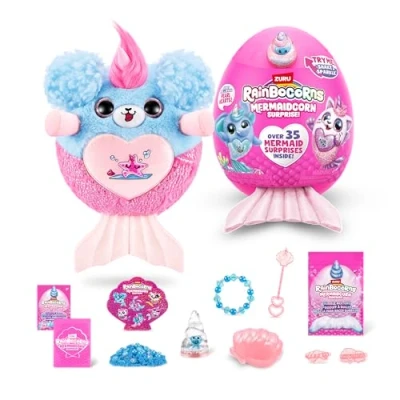 Image of Rainbocorns Mermaidcorn Series 7 Sirena the Puppy Collectible Plush Mermaid Surprises, Cuddle Stuffed Animal, Stickers (Puppy)