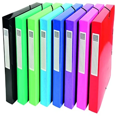 Image of Exacompta Ref 59929E Iderama Collection Filing Box 240 x 320mm in Size, Suitable for Holding A4 Documents, 40mm Spine, Spine Label Assorted Colours (Pack of 8)