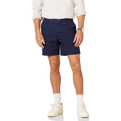 Image of Amazon Essentials Men&#039;s Slim fit 7&quot; Stretch Chino Shorts, Navy, 29W