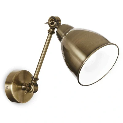 Image of Newton Adjustable 1 Light Indoor Wall Antique Brass, E27