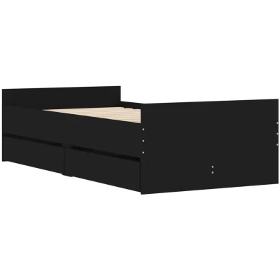 Image of vidaXL Bed Frame without Mattress Black 75x190 cm Small Single