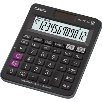 Image of Casio Desktop Calculator Compact with Check &amp; Correct Function, MJ 120DPLUS, Black