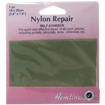 Image of Hemline Self Adhesive Nylon Repair Mending Patch Green